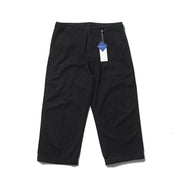 Cropped Overalls Wide-Leg Cotton Pants, Rave Loose Trend Straight-Leg Pants, Color: Black,Green,Khaki 1 1 Black 2XL 