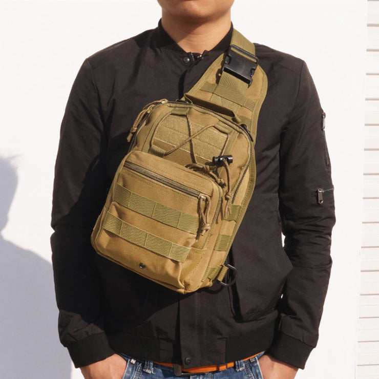 Military Tactical Backpack Camouflage, Shoulder Bag Sling Backpack - Waterproof for Rave, Festivals Hiking Camping 1 1 Khaki  