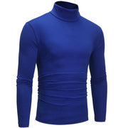 Winter Men's Casual Mock Turtleneck Shirt, Slim Fit Basic Tops, Slim Fit Solid Color Half High Neck Long Sleeved T-Shirt Tight Bottoming loveyourmom Love Your Mom Blue 2XL 