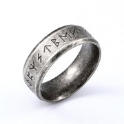 Viking Elder Futhark Rune Ring , 7mm Band Ancient Dark 316L Stainless Steel - Odin Norse Viking Amulet Rune Me 1 1 8mm 10 