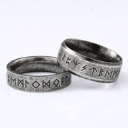 Viking Elder Futhark Rune Ring , 7mm Band Ancient Dark 316L Stainless Steel - Odin Norse Viking Amulet Rune Me 1 1   
