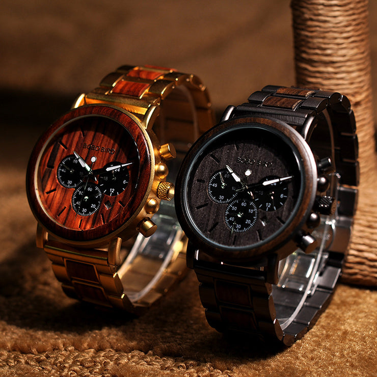 Men's Wooden Watch, Brown Solid Wood Watch - Fathers Day Gift Boyfriend Groomsmen Gifts 1 1   