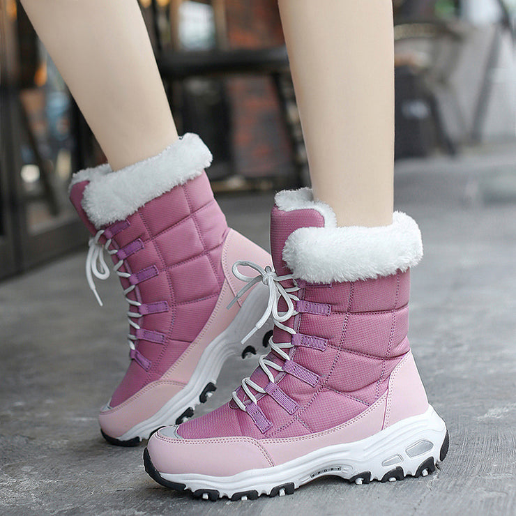 Winter Women Boots, High Quality Warm Snow Boots Lace-up Comfortable Ankle Outdoor Waterproof Hiking Ankle Boots loveyourmom Love Your Mom   
