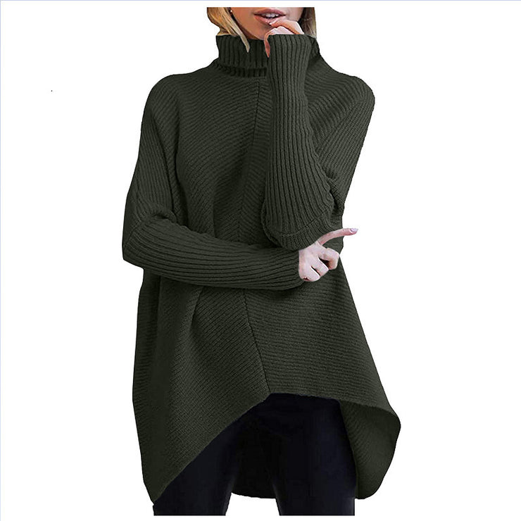 Women Oversized Turtleneck Sweater, Fall Sweaters Turtleneck Long Sleeve Spilt Hem Pullover Knit Sweater Tops. loveyourmom Love Your Mom Army Green 2XL 