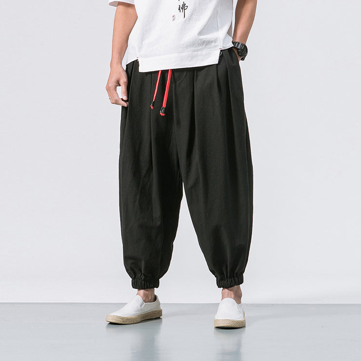Tokyo Cotton Linen Harem Yunarami Pants, Men Streetwear Joggers Baggy Drop-crotch Pants Casual Trousers, M-5XL loveyourmom Love Your Mom   