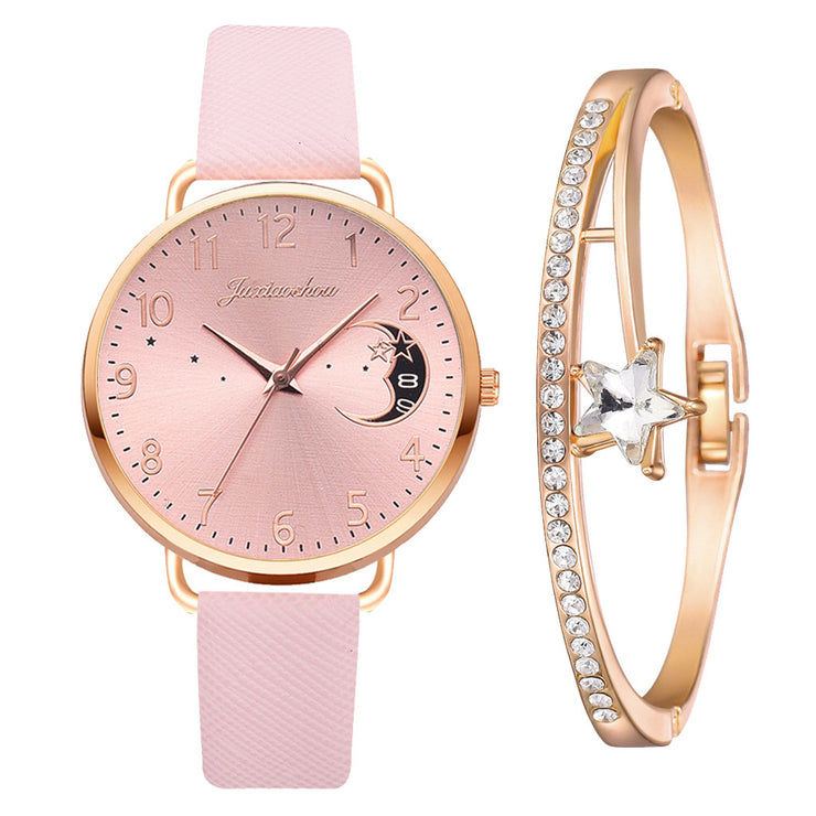 Women Quartz Watch with Bracelet, Sparkle Bling Stones Bracelet, Aesthetic Analog Ladies Watch, Birthday Gifts for Her, Luxury Christmas Gifts 1 1 Pink  