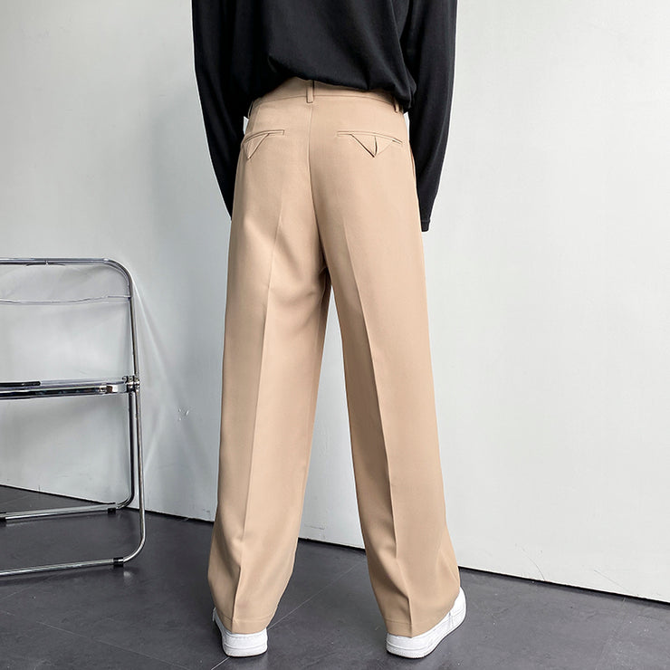 Japan Streetwear Elegant Minimalist Man Pants, Ins Spring And Summer Fall Wide-leg Trousers, Loose Straight-leg Trousers Men's Drape Very aPants loveyourmom Love Your Mom   
