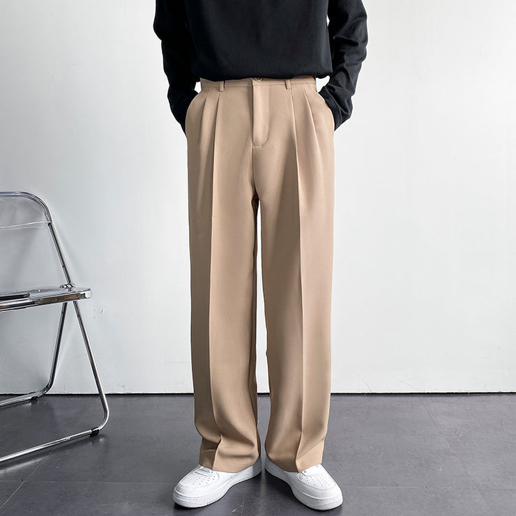 Japan Streetwear Elegant Minimalist Man Pants, Ins Spring And Summer Fall Wide-leg Trousers, Loose Straight-leg Trousers Men's Drape Very aPants loveyourmom Love Your Mom Khaki 2XL 