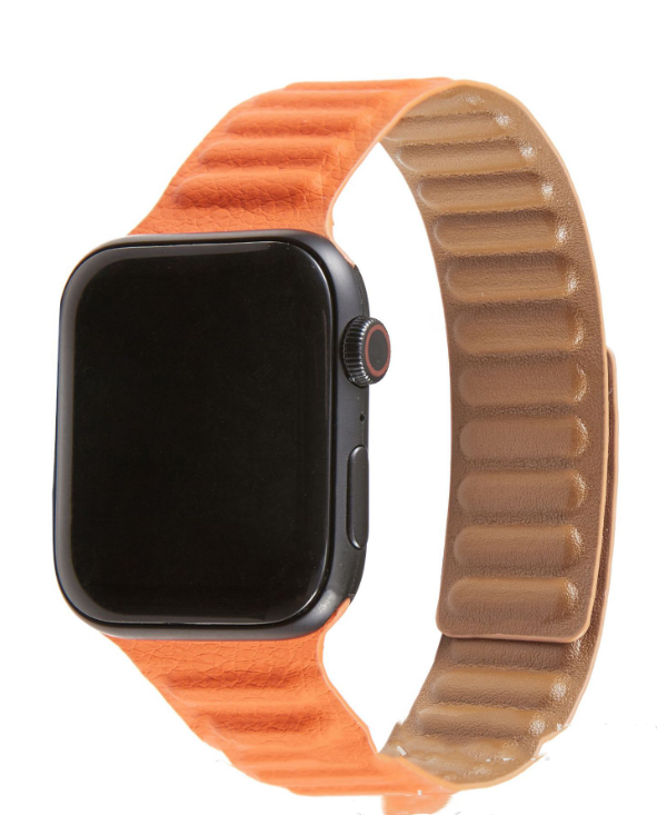 Leather Chain Strap Double-sided Apple Watch Metal Band 1 1 Orange 38 40mm 