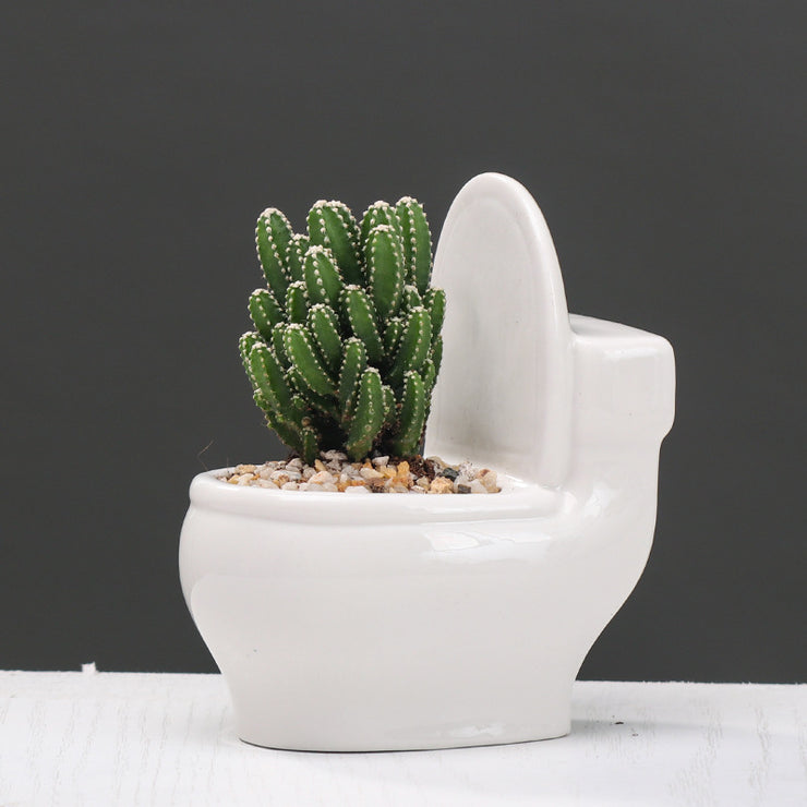 Miniature Artware Ceramic Toilet Pot, Handmade Small Succulent Planter, Quirky Unique Home Decor Creative Gardening, Cartoon Flower Pot loveyourmom Love Your Mom   