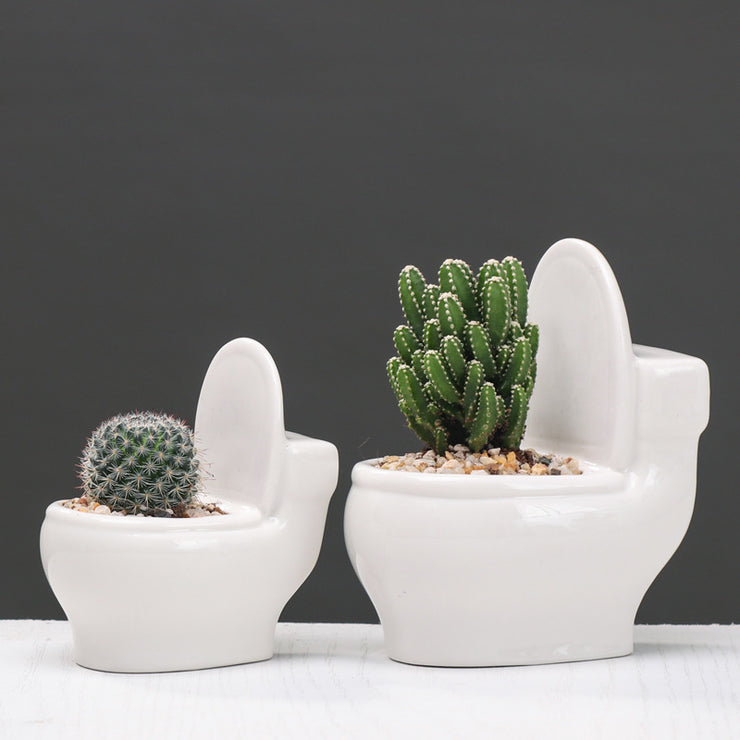 Miniature Artware Ceramic Toilet Pot, Handmade Small Succulent Planter, Quirky Unique Home Decor Creative Gardening, Cartoon Flower Pot loveyourmom Love Your Mom   