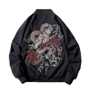 Embroidery Dragon Pattern Baseball Bomber Jacket Coat, Japan Rave Streetwear Techwear Jacket loveyourmom Love Your Mom   