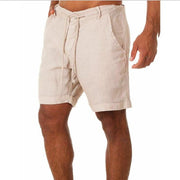 Man Linen Shorts, Casual Lace-up Sweatpants, Summer Cotton Casual Trunks - Color: white, green, black, blue, beige 1 1 Beige 2XL 
