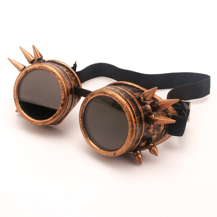 Steampunk Burning Man Festival Protective Glasses With Rivets, Cool windproof Rave Outdoor SunGlasses loveyourmom Love Your Mom Red copper  