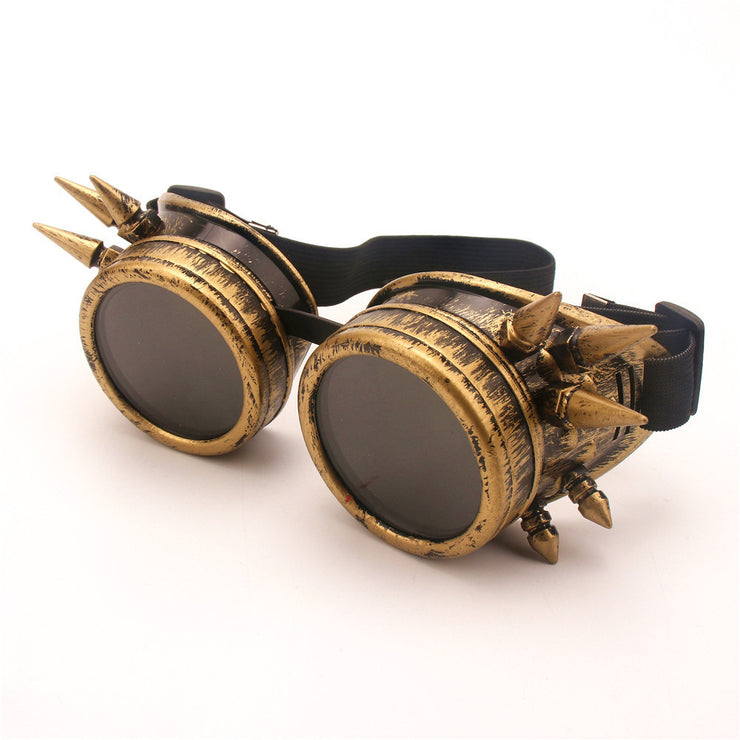 Steampunk Burning Man Festival Protective Glasses With Rivets, Cool windproof Rave Outdoor SunGlasses loveyourmom Love Your Mom Ancient brass  