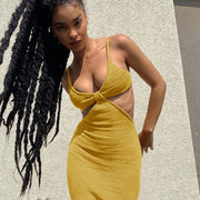 Summer Sexy Sleeveless BodyconDeep V-Neck Cutout Spaghetti Strap Dress 1 Love Your Mom   