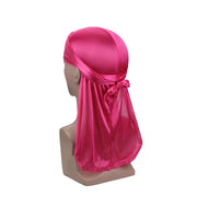 Thickened Turban Hat, Hip Hop Imitation Silk Long Tail Pirate Hat Cloak 1 1 Rose Red  