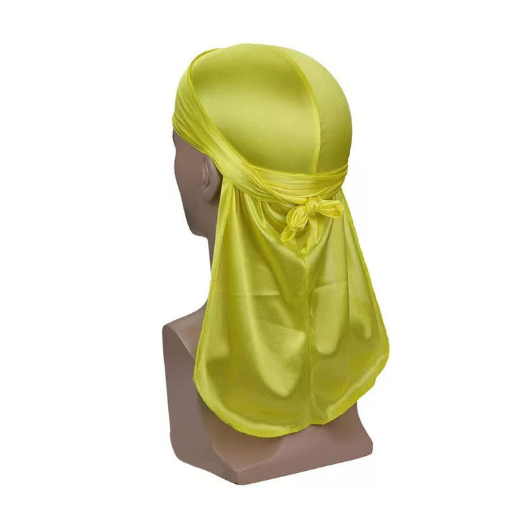 Thickened Turban Hat, Hip Hop Imitation Silk Long Tail Pirate Hat Cloak 1 1 Yellow  