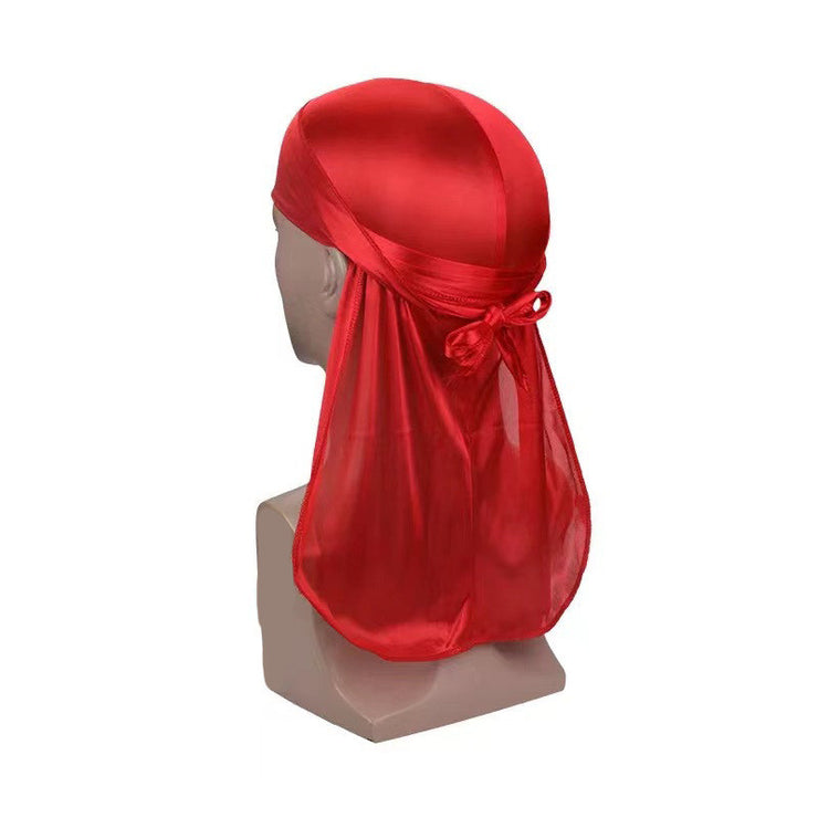 Thickened Turban Hat, Hip Hop Imitation Silk Long Tail Pirate Hat Cloak 1 1 Red  