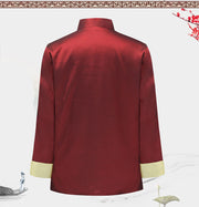 Traditional Chinese Style Embroidery Dragon Hanfu Blouse Suit Men Kung Fu Tops Jackets Cheongsam Year Coats,Silk Chinese Style Dad Outfit Jacket loveyourmom Love Your Mom   