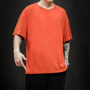 Man Basic Oversize T-shirt | Oversize Basic T-shirt, High-Quality Cotton Fabric, Daily Sport Casual Trend New Summer - Solid T Shirt - Hip Hop Short Sleeve Casual streetwear Top Tees 1 1 Orange 2XL 