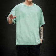 Man Basic Oversize T-shirt | Oversize Basic T-shirt, High-Quality Cotton Fabric, Daily Sport Casual Trend New Summer - Solid T Shirt - Hip Hop Short Sleeve Casual streetwear Top Tees 1 1 Light Green 2XL 