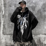 Punk Grunge Gothic Harajuku Black Hoodie, Streetwear Autumn Long Sleeve Oversize Sweatshirt Rave Festival Clothes Y2K 1 1   