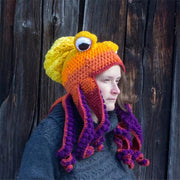 Cute Funny Octopus Beanie Hat, Knitted Hat Winter Knit Cable Hat for Men Women Unisex Halloween Cosplay Hat Party - Crochet Woolen Hat loveyourmom Love Your Mom Bright yellow and purple Adult one size 