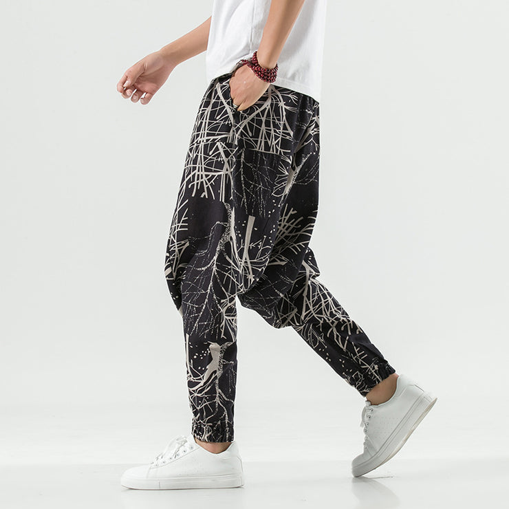 Joggers Pants Chinese Style Rave Casual Graphic Men Harem Pants Cotton Linen Wide Baggy Trouser 1 1   