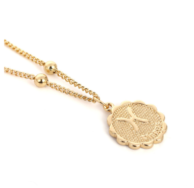 Gold Coin Necklace,Victorious Reflector, Greek Jewelry, Lariat Necklace, Medallion Necklace, Layering Jewelry, Aphrodite 1 1 Gold Pisces 