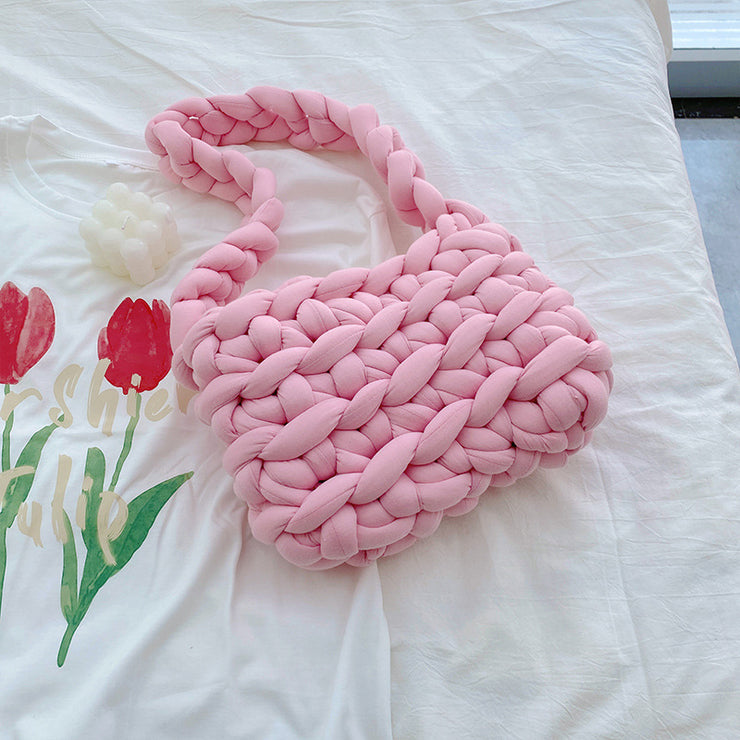 Thick Wool Hand Knitted Bag, Icelandic Crochet Bag,Vintage Bag, Knit Bag Tot 1 1 Pink  
