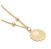 Gold Coin Necklace,Victorious Reflector, Greek Jewelry, Lariat Necklace, Medallion Necklace, Layering Jewelry, Aphrodite 1 1 Gold Virgo 