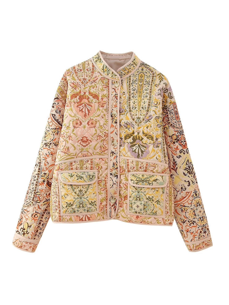 Bohemian Colorful Fashion Coat Women, Boho Tribal Glamour - Floral Cottagecore Jacket, Copenhagen Cotton Padded Coat Jacket, Christmas Gifts for Her 1 1   