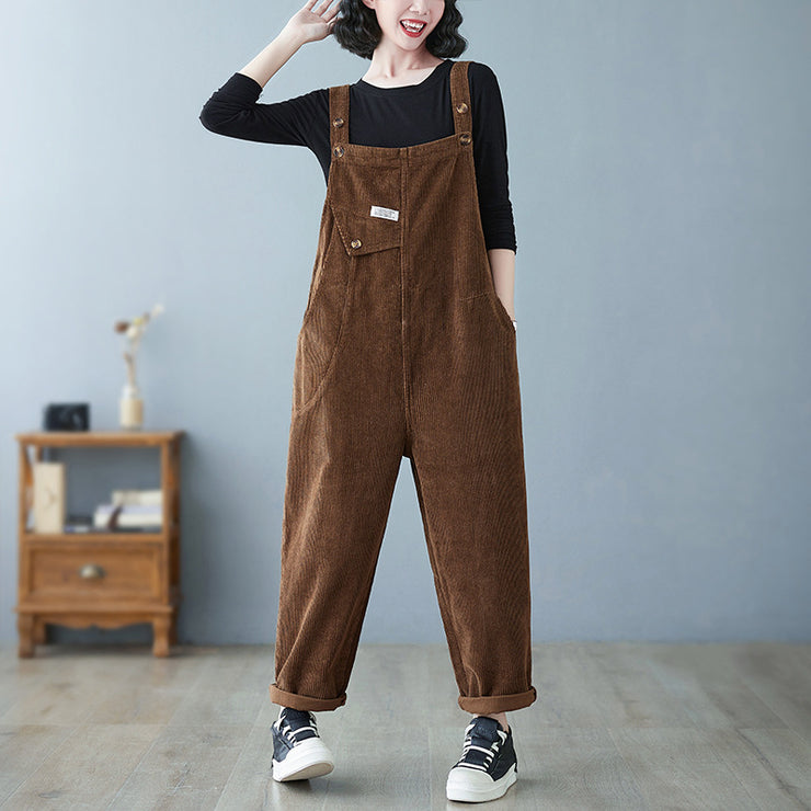 Winter Corduroy Overalls, Loose Casual Baggy Pants, Retro Jumpsuits, Plus Size Overalls, Bib Overalls With Pockets, 80S Vintage Pants 1 1   