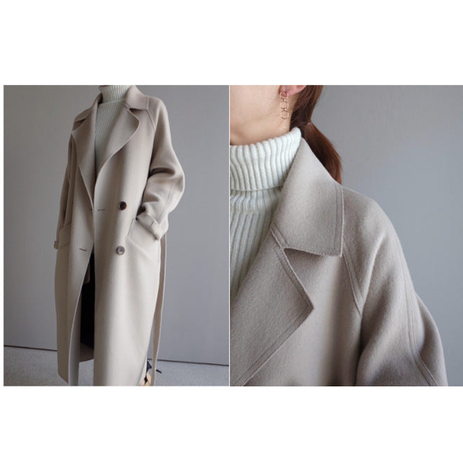 Long Lapel Coat Women, Thick Warm Cozy Coat, Stylish Designer Trench Coat, Elegant Woolen Coat, Winter Clothingg 1 1   