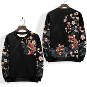 Round Neck Koi Sweater Men’s, Warm Cozy Sweater, Trendy Fashion Japanese Sweater, Long Sleeve Slim Fit Western Aesthetic Sweater 1 Love Your Mom   