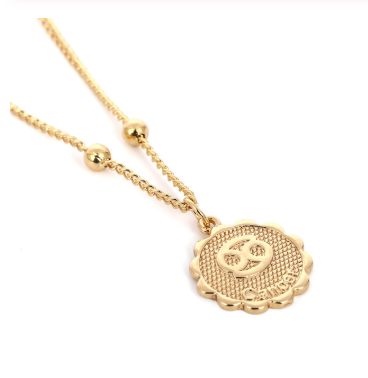 Gold Coin Necklace,Victorious Reflector, Greek Jewelry, Lariat Necklace, Medallion Necklace, Layering Jewelry, Aphrodite 1 1 Gold Cancer 