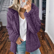 Wool Hooded Jacket for Women, Casual Streetwear Felted Wool Jacket, Warm Cozy Stylish Jacket, Designer Elegant Jacket, Fashion Outerwear 1 1 Purple 3XL 