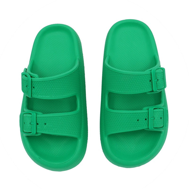 Two Buckle Foam Pillow Cloud Slides Unisex Non-Slip Comfy Soft Pillow Slippers,Thick-soled Eva Sandals And Slippers loveyourmom Love Your Mom Green 35to36 