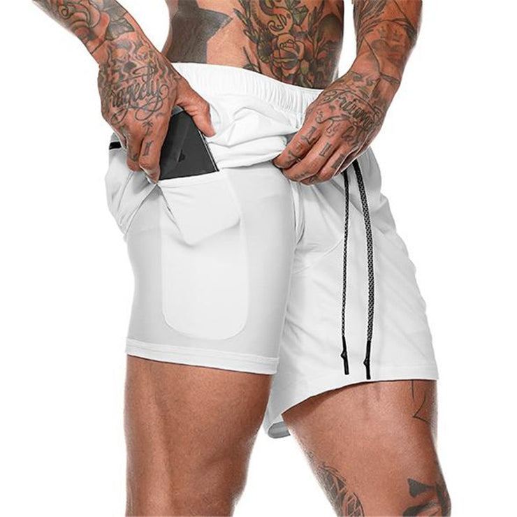 Running Workout Gym Short Pocket Pants, Summer Beach Leisure Pants Men, Double Shorts with Pocket, Mesh Sports Pants plus Size loveyourmom Love Your Mom White 3XL 