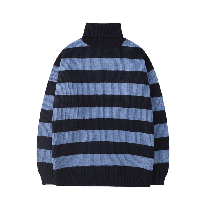Korean Knitted Striped Sweater, Unisex Harajuku Casual Cotton Pullover,Tate Langdon Sweater Same Style Copenhagen Autumn look. 1 1 Blue 2XL 