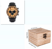 Men Engraved Handmade Wooden Watches, Multi-Functional Casual Quartz Wristwatches Gift for Men Boyfriend Engraved watch, Groomsmen. 1 1 Brown PU wood pack  