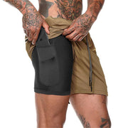 Running Workout Gym Short Pocket Pants, Summer Beach Leisure Pants Men, Double Shorts with Pocket, Mesh Sports Pants plus Size loveyourmom Love Your Mom Khaki 3XL 