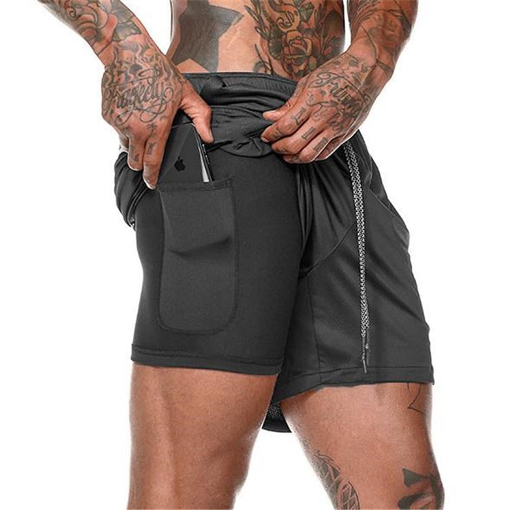 Running Workout Gym Short Pocket Pants, Summer Beach Leisure Pants Men, Double Shorts with Pocket, Mesh Sports Pants plus Size loveyourmom Love Your Mom Black 3XL 