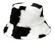 Cool Raver Festival Fur Plush Bucket Hat - Leopard. loveyourmom Love Your Mom Cow pattern A  