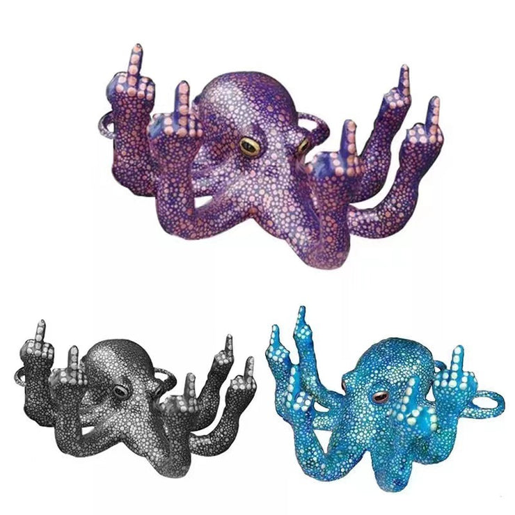 Anger Octopus Ornaments Middle Finger Octopus Sculpture, Resin Craft Ornament Garden Courtyard Garden Home loveyourmom 1   