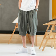 Summer Japanese Korean Overalls, Harem Pants Men Short Joggers Chinese Style, Calf-Length Casual Baggy Pants Male Capris Trousers Plus Size 8XL 1 1 Grey 2XL 