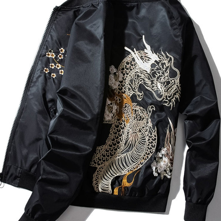 Embroidered Baseball Jacket Coat, Casual Chinese Dragon Leisure Jacket for Men, Loose Fit, Essential Tattoo Art Uniform Jacket 1 Love Your Mom   