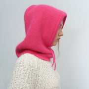 Winter Balaclava Scarf Neck Hat, Premium Woolen Knitted Hat Women. 1 Love Your Mom Plum Red  