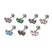 G23 Titanium Ear Piercing Ring with 3 Zircon | Horse Eye Zircon Piercing Nail | Crystal Pear Shaped Marquise Top Labret Stud | Body Jewelry for Cartilage, Tragus, Helix, and Lip loveyourmom Love Your Mom   